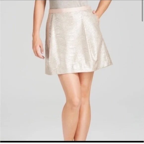 Tory Burch Dresses & Skirts - Tory Burch Gold Metallic Kathleen A-Line Mini Skirt - S